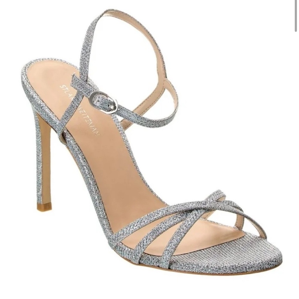 Stuart Weitzman Starla Metallic Sandals Silver Strappy Heels Size 11 NWT